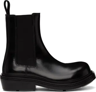 BOTTEGA VENETA ストームキュイル ミッドカーフブーツ ブラック ブラックラグ レースアップブーツ| Bottega Veneta® 日本