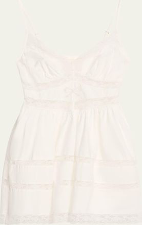 LoveShackFancy Zima Lace-Trim Mini Dress