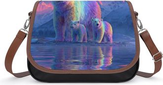 Generic Northern Lights Bear Crossbody Bags for Women Shoulder Messenger Bag Purse Handbags