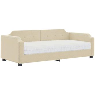 vidaXL Sof&aacute; Cama Con Colch&oacute;n Tela Crema 80x200 Cm Vidaxl