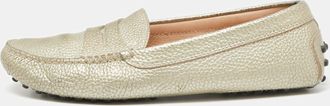 Tod's Tods Metallic Grey Leather Penny Loafers