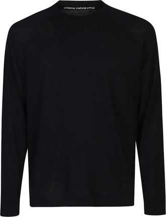 Original Vintage Logan Sweater - Heren - Ronde hals truien - Blauw - 2XL - Katoen - Truien & Vesten