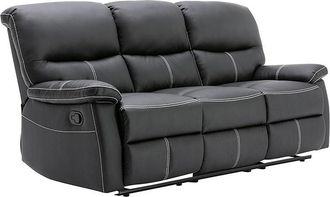 Vente-Unique Sof&aacute;s de 3 plazas relax de piel sint&eacute;tica negra CANBY