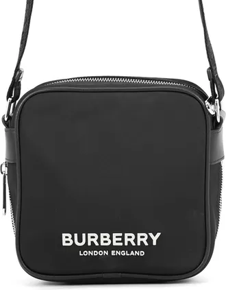 Burberry Black Nylon Leather Handbag Shoulder Bag (Pre-Owned)