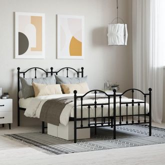Berkfield Home Metal Bed Frame with Headboard & Footboard Black 120x200 cm | Size: Small Double