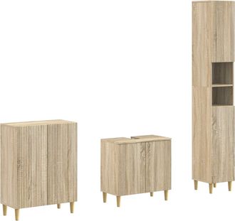 vidaXL Juego De Armarios De Ba&ntilde;o De 3 Piezas Arnhem Roble Sonoma Vidaxl