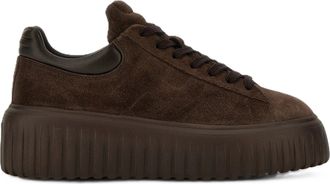 Hogan Dark Brown Suede Chunky Platform Sneakers