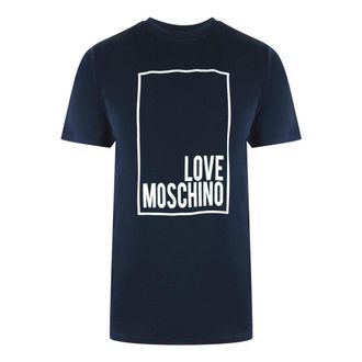 Love Moschino Heren Box Logo T-shirt (Marineblauw)
