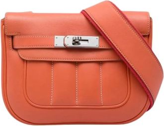 Herm&egrave;s Pre-owned Berline Schoudertas - Dames - Vintage Schoudertas - Oranje - ONE Size - Leer - Vintage