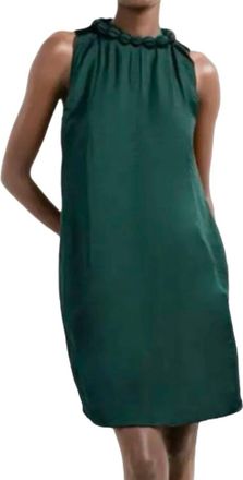 Naked Zebra Neckline Accent Mini Shift Dress In Forest Green