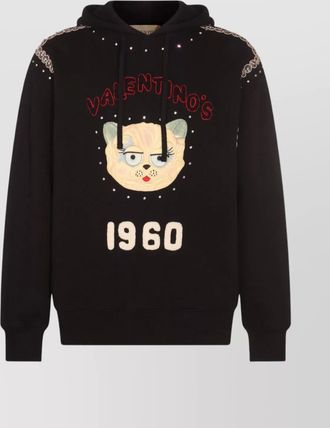 Valentino embroidered graphic hooded sweater