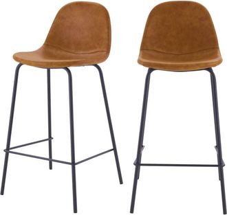 Rendez-Vous D&eacute;co Rendez-vous D&eacute;co - Set De 2 Taburetes Para Isla De Cocina En Sint&eacute;tico Camello 65 Cm - Henrik