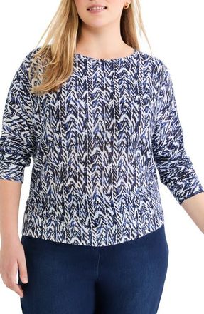 Nic+Zoe Crosshatch Sweater in Indigo Multi at Nordstrom, Size 2 X