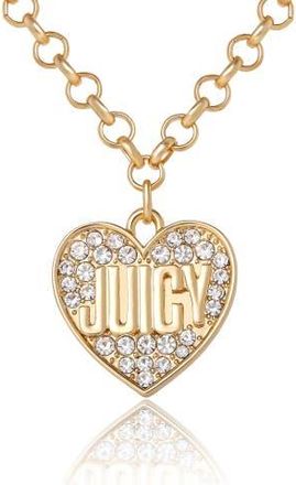 Juicy Couture Heart Script Logo Necklace in Gold Tone at Nordstrom, Size 18