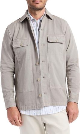 Robert Graham Guston Woven Cotton Shirt Jacket in Cement at Nordstrom, Size Xxx-Large