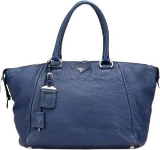 Prada Pre-owned Handbags, female, Blue, Size: ONE SIZE Pre-owned Leather Handbag