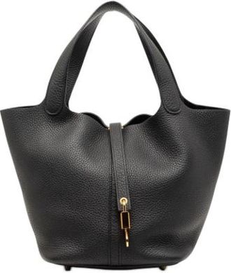 Herm&egrave;s Pre-owned Picotin Lock 22 - unisex - Vintage Handtas - Zwart - ONE Size - Leer - Vintage