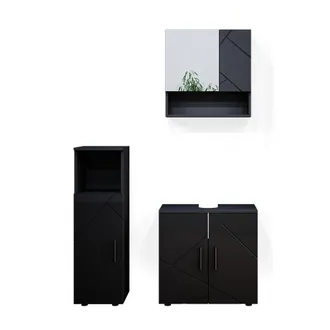 Vicco Conjunto De Muebles De Ba&ntilde;o Irma, Antracita Alto Brillo, 3 Piezas