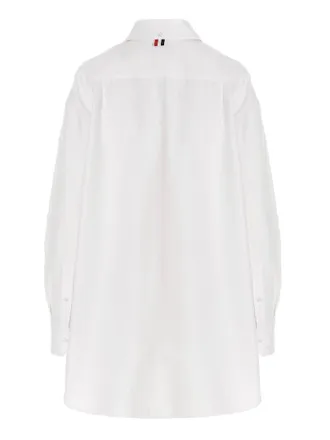 Thom Browne Logo Pussy Bow Blouse - White