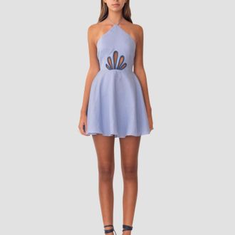 Azulu Perlia Halter Mini Dress In Hortensia Blue