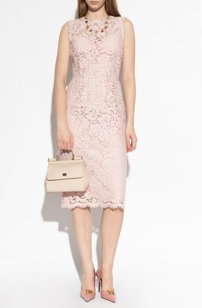 Dolce & Gabbana Sleeveless Lace Dress, Womens, Pink