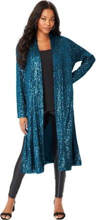 Roaman's Plus Size Sequin Duster in Exotic Peacock at Nordstrom, Size 36