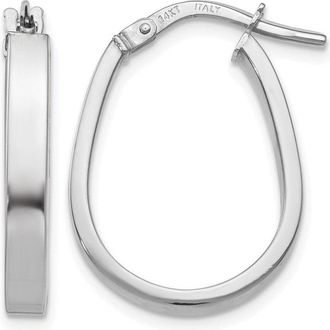 Diamond2Deal 14K White Gold Polished U-Shape Hoop Earrings
