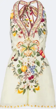 Camilla Embellished halterneck linen romper