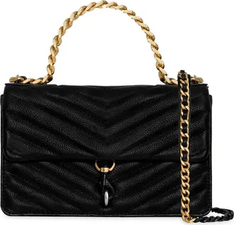 Rebecca Minkoff Edie Mini Bag Womens Black Leather Chain Crossbody DDR2028