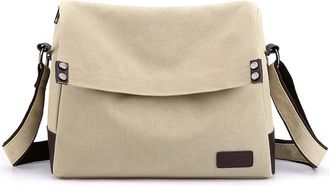 Generic Mens Canvas Shoulder Bag,Lightweight and Practical Bag,Large-Capacity Crossbody Bag, Suitable for Commuting To Work and Business Meetings (Light Khaki