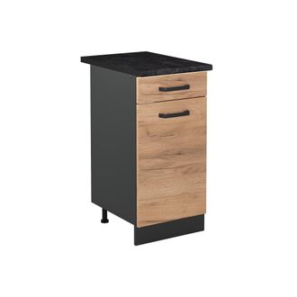 Vicco Mueble Bajo De Cocina R-line, Roble Dorado/antracita, 40 Cm Encimera Antracita, Vicco