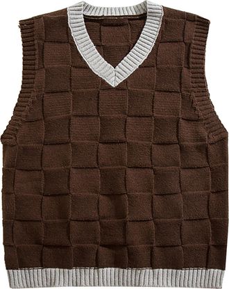Generic Mens Sleeveless Jumpers & Knitted Gilets Mens Gilet V-Neck Sleeveless Jumper Vest Twisted Knitted Pullover Regular Fit Winter Adults Winter Wear V Nec