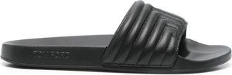Tom Ford Schoenen, Heren, Zwart, 40 EU, Leer, Zwarte sandalen met reli&euml;flogo van leer