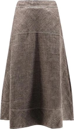 SOEUR Janelle Midi Rok - Dames - Midirokken - Bruin - XS - Polyester - Rokken