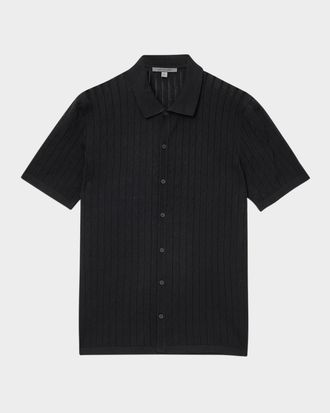 John Varvatos Mens Moore Button-Down Summer Sweater Shirt