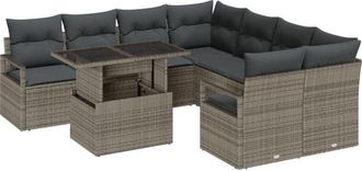 vidaXL Vidaxl - Garden Sofa Set with Storage 9 pcs Light Grey Poly rattan
