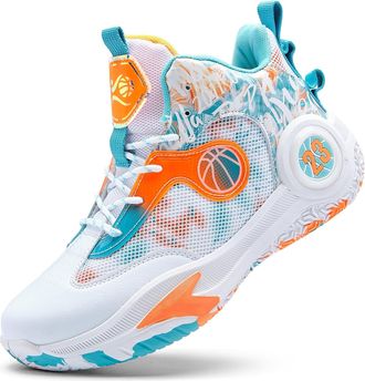 Generic Mens Basketball Shoes Lightweight Breathable Outdoor Sports Fashionable Non Slip Running Boots Walking Shoes(White Green,4.5 UK)