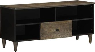 vidaXL Vidaxl - Mueble de tv madera maciza de mango negro 100x33x46 cm