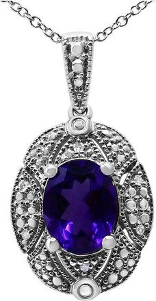 House of Brilliance Haus Of Brilliance Silver 1.75 Ct. Tw. Diamond & Amethyst Pendant Necklace