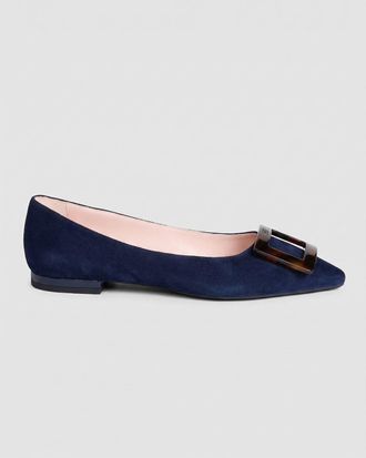 Roger Vivier Gommettine Suede Ballerina Flats