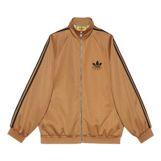 Gucci (WMNS) Gucci x adidas Cotton Jersey Zip Jacket Beige Black 712952-XJEGU-2177
