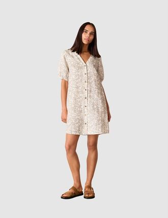 Whistles Palm Print Linen Blend Mini Dress in Ivory/multi at Nordstrom, Size 14