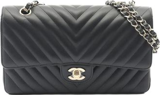 Chanel 2018-2019 Double Flap chevron shoulder bag - Black