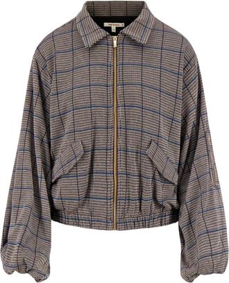 Zusss Jassen, Dames, Bruin, XL, Polyester, Zusss ruit jasje lange mouw - 0310-0034