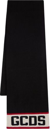 GCDS Logo Gebreide Sjaal - Dames - Wintersjaals - Zwart - ONE Size - Wol - Accessoires