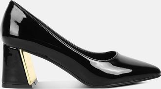 London Rag zaila metallic accent block heel pumps