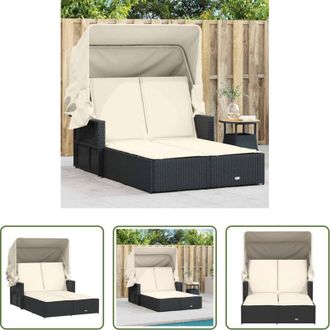 vidaXL vidaXL Baldacchino rimovibile - Lettino Prendisole Doppio Baldacchino e Cuscini Nero Polyrattan