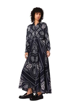 Maje Maxi bandana print dress in Navy Bandana Print at Nordstrom, Size 36 Eu