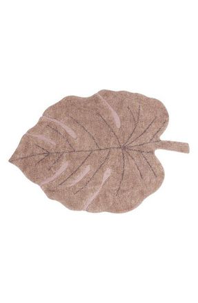 Lorena Canals Monstera Leaf Washable Area Rug in Rose Soil Brown Olive at Nordstrom