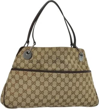 Gucci Pre-owned Canvas gucci-bags - Dames - Vintage Handtas - Beige - ONE Size - Leer - Vintage